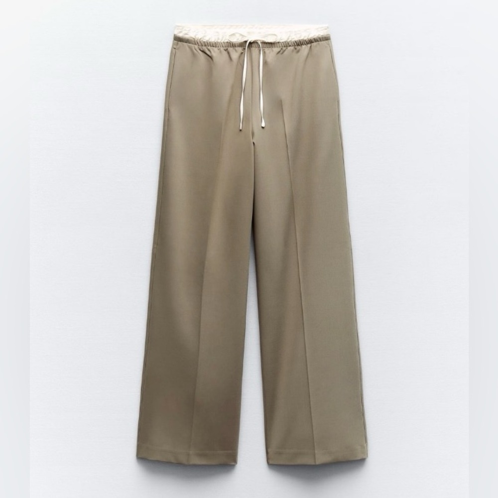 ZARA SATIN EFFECT WAISTBAND PANTS